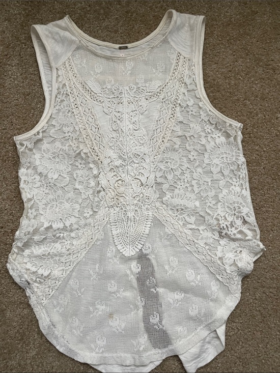 Free People Tops - Free People Ivory Crochet Lace Tank Top